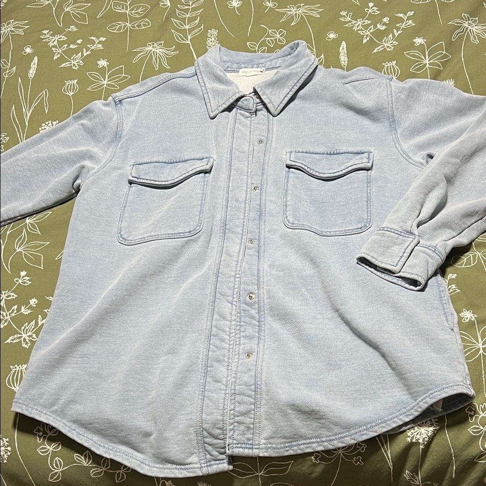Good American Denim Blue Button Down Shirt